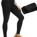 yeuG Fleece Lined Leggings for Women Thermal High Waisted Tummy Control Seamless Workout Yoga Pants (Large-X-Large, Black)