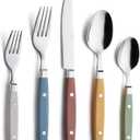 ANNOVA Silverware Set, Retro/Rivet Colorful Stainless Steel Tableware Kitchen Flatware Set Utensils, Includes Dinner Knives, Forks, Spoons, Salad Forks & Dessert Spoons (Morandi Mix, 20 Pieces)