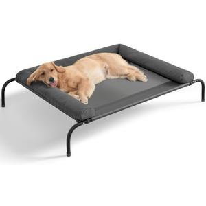 WESTERN HOME Cooling Elevated Dog Bed for Large Dogs, Portable Indoor & Outdoor Raised Dog Bed with Breathable Mesh, Chew Proof Pet Hammock Cots with Removable and Waterproof Bolsters (48.0"L x 35.0"W x 8.0"Th, Grey)