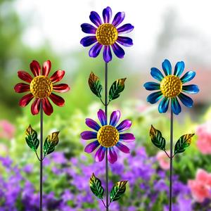 4 Pack Wind Spinner Outdoor,Waterproof Metal Flowers Windmill,Pinwheels for Yard and Garden, Flower Wind Sculpture & Spinner for Patio Lawn Decor