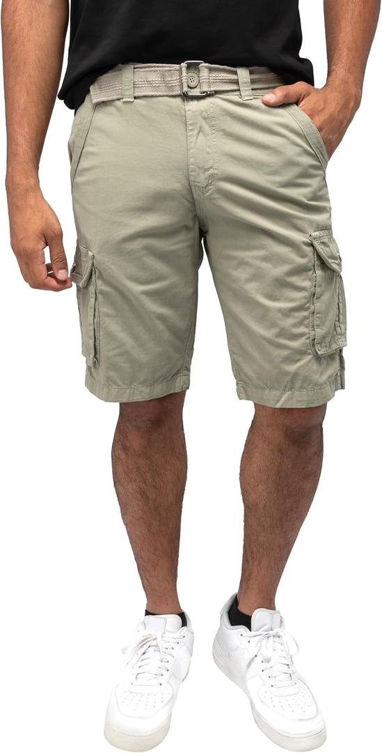 X RAY Mens Belted Cargo Shorts, Relaxed Fit Casual Knee Length 12.5" Cargo Shorts for Men (Big and Tall Shorts for Men) (Green, 36)
