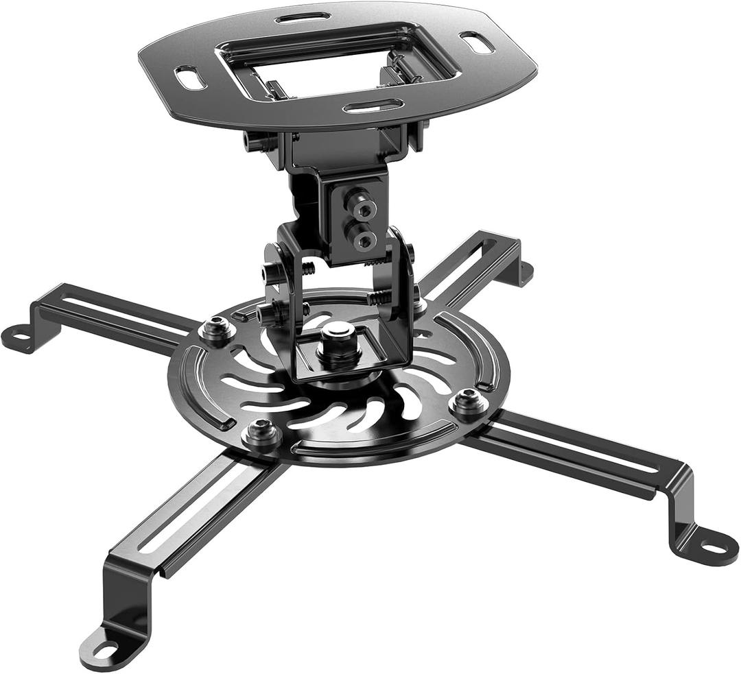 WALI Projector Ceiling Mount, Universal Low Profile Projector Mount with Retractable Arms and Multiple Adjustment Function (PM-002-B), Black (Small)