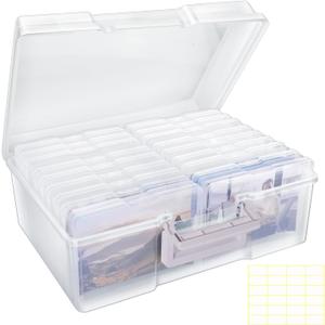 Photo Storage Box 5" x 7", Extra Large Photo Organizer Storage Container with 18 Inner Case, Seed Organizer Craft Storage Box Pictures, Arts, Crafts, Sewing, Stickers, Seeds, Office Supplies (Clear)