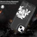 LETO for iPhone 13 Mini Case,Flip Folio Leather Wallet Cover with Fashion Flower Designs for Girls Women,Built-in Card Slots Kickstand Protective Shell White Florals