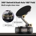 2 x 360 Adjustable Vacuum Magnetic Phone Holder for Your Car, Suction Cup Phone Mount with Strong Magnet, Foldable Car Phone Holder Compatible with MagSafe iPhone 17 Pro Max Air 16 15 Plus (Straight Arm)