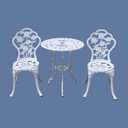 KAILI Outdoor Furniture Bistro Set with Rose Pattern 1 Table 2 Chairs for Garden Patio Porch (Rose-White), Onesize