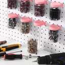 Unittype 20 Set Pegboard Organizer Accessories Peg Boards Jars with Lids Plastic Pegboards Bins Storage Containers Clear Peg Board Wall Organizer for Garage Sewing Office Home Supplies(Light Pink)