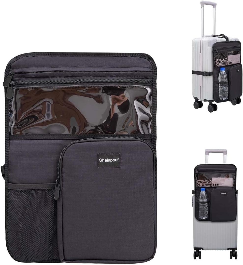 Pouch Add Pockets to Your Hardcase Carry on Luggage, Storage Passport, Bottles, Including Up to 16 Laptop (Black)