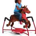 Radio Flyer Chestnut Interactive Riding Horse, For Ages 2-6, Plush Spring Rocking Horse, 3 Riding Levels, EZ Climb Step, Safety Straps, Spring Covers, Accessories, 60 lb Capacity, Toddler Ride On Toys
