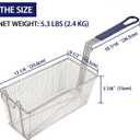 2PCS Deep Fryer Basket With Non-Slip Handle Heavy Duty Nickel Plated Iron Construction 13 1/4" x 6 1/2" x 6" Commercial Use