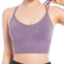 Sports Bras for Women, Criss-Cross Back, Adjustable Wire-Free Medium Support Workout Bra with Removable Cups (Small, Purple 1)
