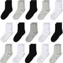 Toddlers Kids Crew Socks 15 Pairs Boys Girls Socks Casual Athletic Dress Socks for Kids 1-14 Years