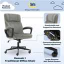 Serta Hannah Executive Home Office Desk Chair, Ergonomic Mid-Back with Lumbar Support, Firm Seat Cushion, Layered Body Pillows, Padded Armrests, Swivel Base, Easy Assembly, Microfiber, Black/Grey