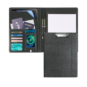 Leather Padfolio with Clipboard Folio Folder Padfolios for Women Black Sparkle Binder with Notepad