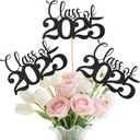 Graduation Decorations 2025, 20Pcs Class of 2025 Graduation Centerpieces for Tables, Double-Sided Black Grad Table Centerpieces with Sticks, Grad Party Decoration Supplies