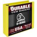 Samsill Durable 3 Inch Binder, D Ring Binder, Customizable Clear View Cover, Lemon Yellow, Holds 625 Pages