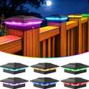 VOLISUN Solar Post Cap Lights Color Changing Outdoor Waterproof, RGB Modes Fence Post Cap Lights 6 Pack, for 4x4 x5 x6 Wooden/Vinyl(Black)