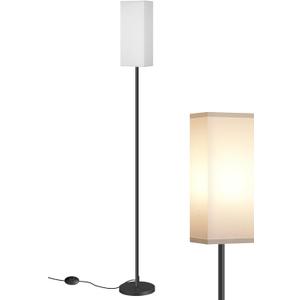 Floor Lamp, Pole Lamp with Foot Switch, Modern Standing Lamp Shade, Minimalist Freestanding Lamp (Bulb Not Included), for Living Room, Bedroom Office ETL Listed, Black and White CW07LD05