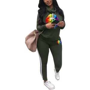 Angsuttc Women's Casual 2 Piece Tracksuit Outfits Long Sleeve Pullover Sweatshirt Jogger Pants Sweat suits Set (Large)