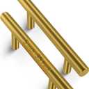 Mega Handles 35 Pack I Cabinet Pulls 5 Inch, Stainless Steel Cabinet Handle Pulls I Ideal for Kitchen Drawer, Cabinets, Door, Cupboard I Hardware for Cabinets - Hole Distance 3 Inch - Satin Brass