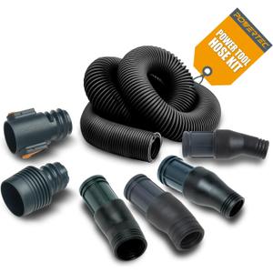 POWERTEC Power Tool Vacuum Hose Kit with 10' Hose, 4 Shop Vacuum Adapters & 2-1/2" to 2-1/4" Reducer for Miter Saw, Track Saw, Jigsaw, Orbital Sanders and Woodworking Power Tools (70376)