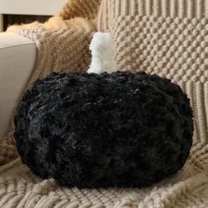 Pumpkin Pillow, Fall Decorative Pillows for Couch, Pumpkin Plush Throw Pillows for Bed (Black, 8.6 Inches)
