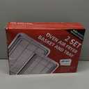 Air Fryer Basket for Oven, 2 Set Air Fryer Basket and Tray Set with 60 Sheets Parchment Papers,THORSES Stainless Steel NonStick Air Fryer Pan and Crisper Tray-Black Large15.711.6 & Medium12.8"8.9"