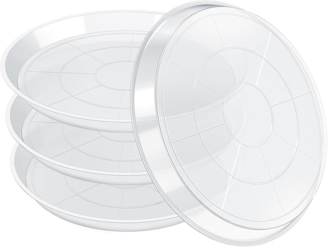 FUIJOL 4 Pack Clear Plant Saucer 16 Inch, Durable Plant Drip Trays Saucers for Pots, No Holes Water Catcher Trays for Indoor Outdoor Planter, Sturdy Base Plate(16", Clear)
