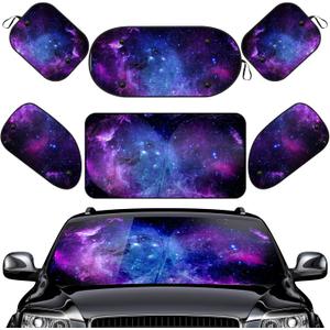 Moukeren 6 Pieces Car Windshield Sunshade Cover Set Car Window Sun Shades UV Rays Sun Visor Protector Auto Windshield Sunshades Cover for Van SUV Truck (Galaxy)