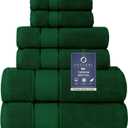 COZYART Formal Green Bath Towel Set 6 Piece, Luxury 100% Turkish Cotton 650GSM Hotel Quality, Soft, Absorbent,Towel Sets for Bathroom | 2 Bath Towels 2 Hand Towels 2 Washcloths
