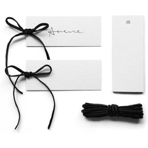 50 Pcs Place Cards for Table Setting -3.94"X1.57" Table Place Cards with Velvet Ribbon,Name Cards for Wedding Dinner Party Events (Black)