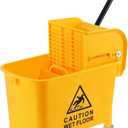 Ridgeyard 5.28 Gallon Side Press Yellow Mop Bucket with Wringer, Mop Bucket with Wringer Set for Home Use, Dirty Water Separator, 11x16.92x27.55 Inch