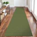 Ivissy Braided Runner Rug 2x8 Ft Washable Runners for Hallways Non Slip Rubber Backed Kitchen Runners Cotton Entryway Runner Indoor, Woven Floor Carpet for Hall Kitchen Bedroom, Green