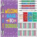 Jetec 50 Sets Back to School Ballpoint Pens Click Retractable Gift Prizes Include 50 Ballpoint Pens 50 Cards 50 Bags 50 Ties for Party Favors Office Teacher School Exchange