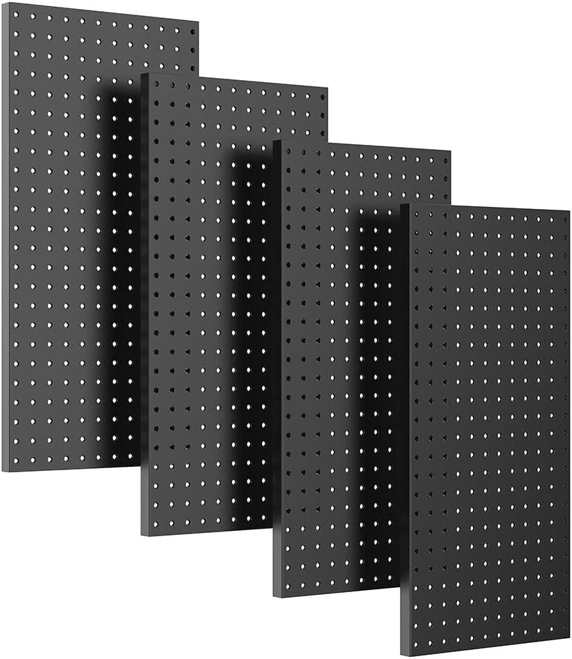 Ultrawall 4 Pcs Metal Pegboard Wall Panels, Peg Boards for Garage Tool Storage (Black)