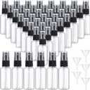 Maxcheck 100 Pcs Mini Clear Spray Bottles 1 oz Plastic Empty Travel Bottle Fine Mist Small Spray Containers with 5 Pcs Funnels Refillable Liquid Travel Container for Perfume Skin Toner (Black)