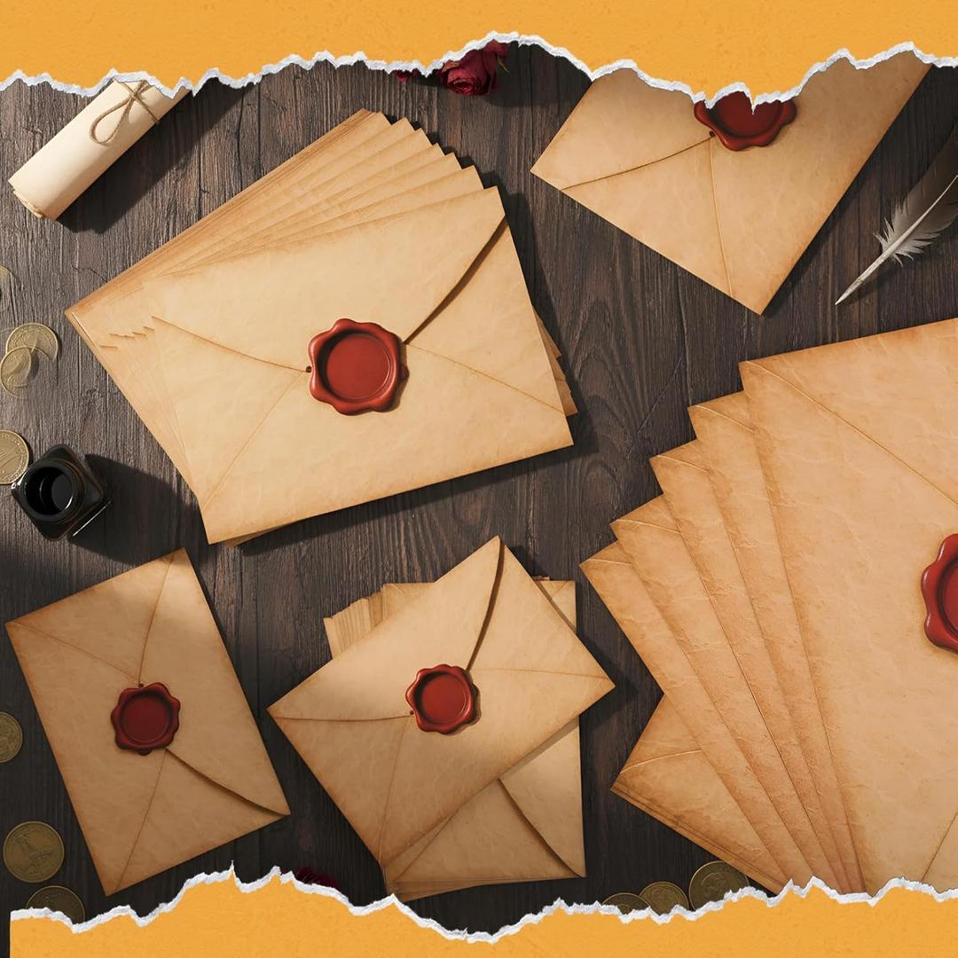 Glenmal 48 Pcs Magical Wizard Floating Acceptance Letter Decoration Double Sided Letters Cards Wizard Envelope Postcards for Halloween Christmas Birthday Home Party Decor (6" X 4",8" X 6",12" X 8")