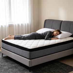 12-Inch Twin Mattress,Memory Foam and Spring Hybrid Mattress, Medium Firmness, Lumbar Support, Suitable for Home Bedrooms and Hotels, Boxed, with Pressure Relief and Sound Insulation Features