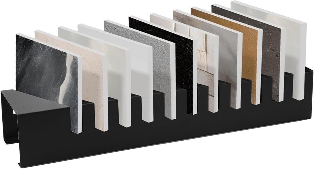 LEIFIDE 10 Slots Tile Board Display Rack Metal Tile Samples Organizer Display Stand Ceramic Sample Holder Stand for Vendors Retail Counter Retail Store Countertop