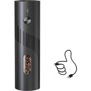 CIRCLE JOY Electric Pepper Mill Grinder, Top-Refill Rechargeable Black Pepper Grinder with Upgraded Large Capacity for Home BBQ, Adjustable Coarseness, Led Light