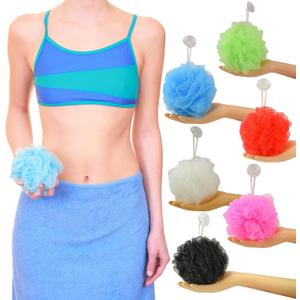 Star Brand Long Lasting Bath Sponge 6 Counts | 60g Heavy Bath Mesh Pouf with Suction Cup | Big Shower Sponge and Loofahs | Holding Up Bathing Exfoliator and Body Scrubber