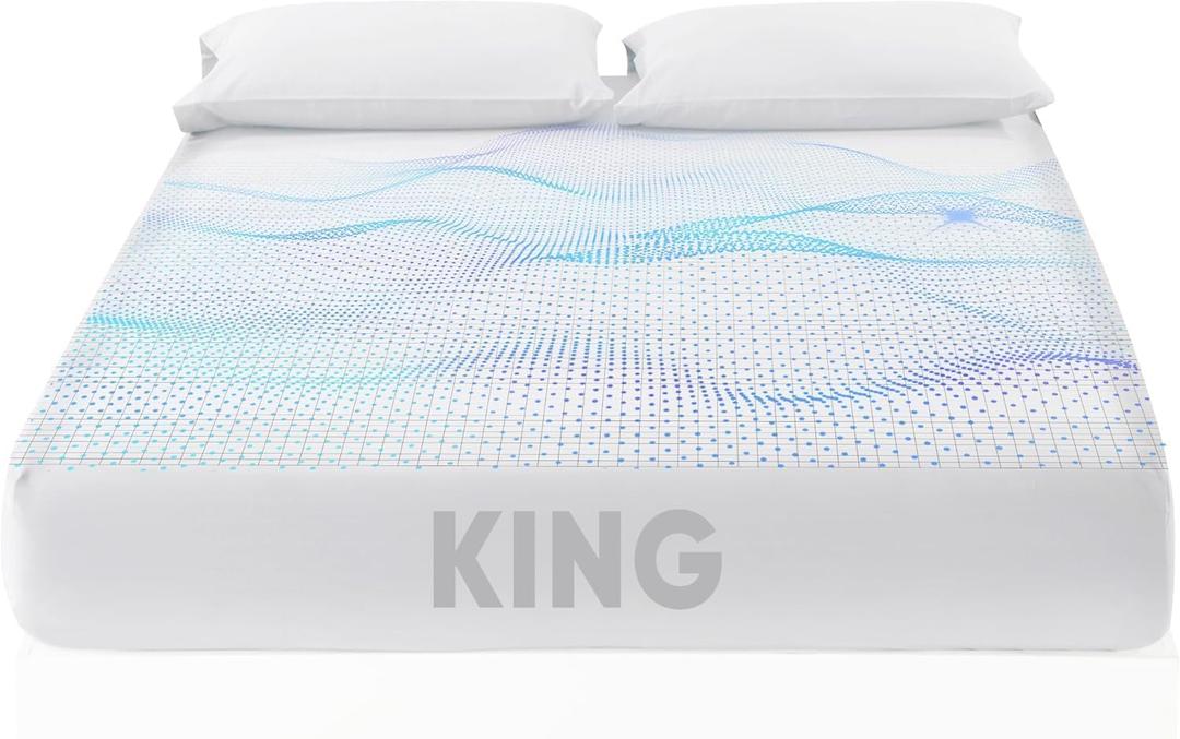 Grounding Sheets King Size, 95% Organic Cotton + 5% Pure Silver Fiber, Grounded Sheet Earth Connected Bedding (King  77"x 80"x 13" White) Fitted Earth Sheets with Grounding Cord