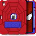 Grifobes Kids Case for iPad A16 11th Generation 2025 11-inch/iPad 10th Generation 2022 10.9 inch, Heavy Duty Shockproof Rugged 11/10 Gen Cover with Pencil Holder/Stand Boy Children (Red+Blue)