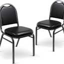 OEF Furnishings OEF9210-SV/2 Commercial-Grade Dome Back Banquet Stack Chair (Black Vinyl, Silver Powder-Coated Frame, 2-Pack), Normal