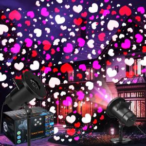 Valentine Projector Light with 1 Film Slides LED Holiday Projector Lights Outdoor Reflectors Waterproof Landscape Decorative Rotation Lighting Movement Projection Lamp for Party