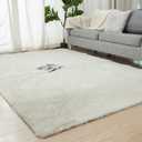 Shag Area Rug 3x5 Feet, Fluffy Shaggy Rugs for Bedroom Nursery Dorm Room, Anti Slip Bedside Rug for Kids Girls and Boys, Cream