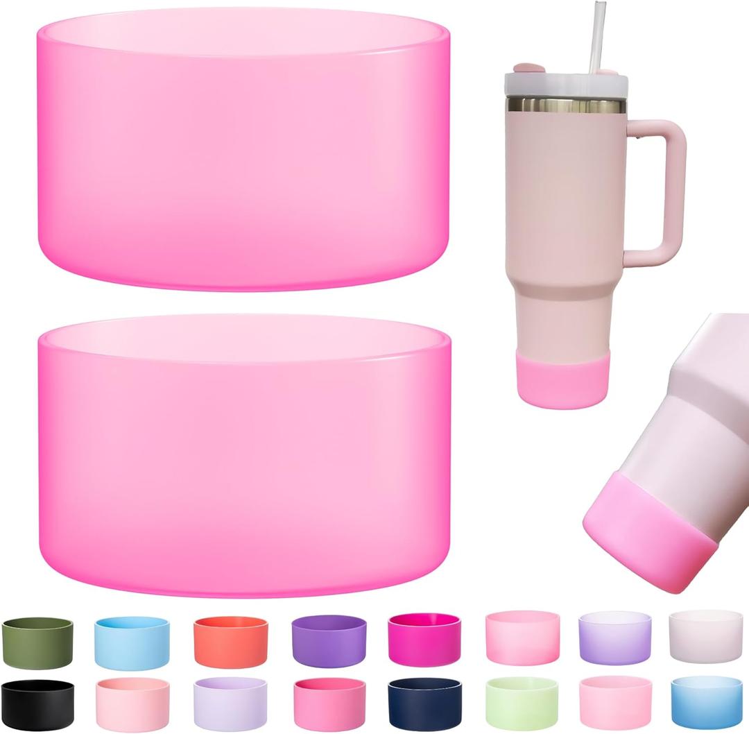 2-Pack Silicone Boot for Stanley 30 40 OZ Cup, Boots for Stanley Cup Accessories, Non-Slip Tumbler Bottom Protector Cover, Noise Reduction Protective Sleeve for Quencher H2.0 / IceFlow 20oz 30oz (Clear Peach(Spinel))