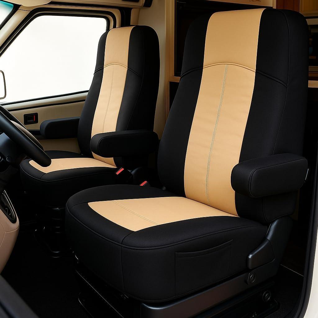 VALUN RV Seat Covers (2 Pack)  Captains Chair Seat Covers for RV Captain Chair & Motorhome Chairs, Universal Fit RV Chair Covers for Camper, Trailer, Van, Protects Against Dirt, Spills & Wear