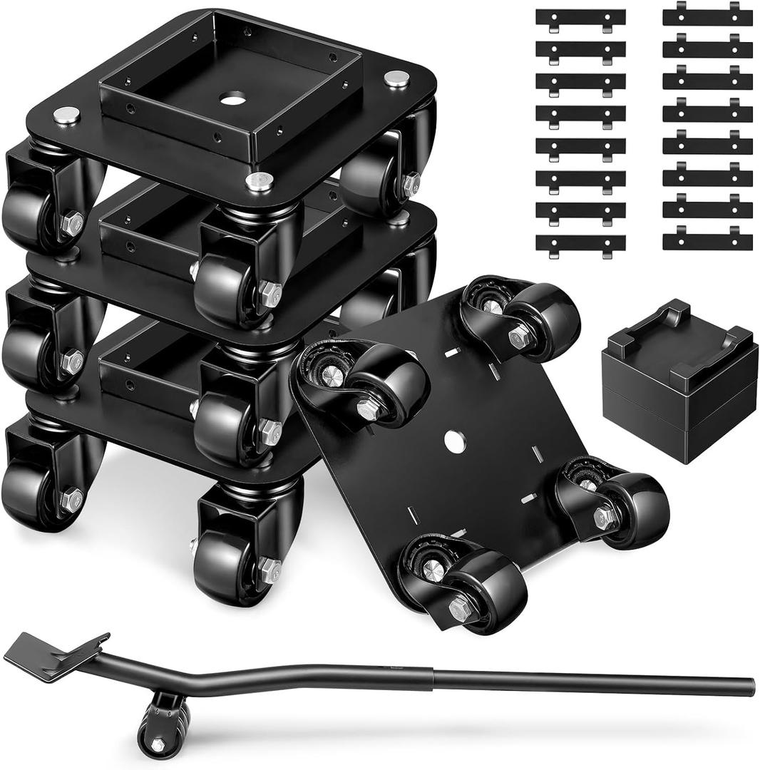 KEDSUM 1500LBS Furniture Movers with Wheels, Heavy Duty Furniture Dolly Set of 4, Dolly Kit Furniture Lifter Tool with Removeable Baffles for Appliance, Sofa, Pool Table