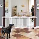 ZJSF Freestanding Dog Fence Indoor, Foldable Dog Gate for Doorways, Stairs or Hallways, Sturdy Wood Extra Wide Pet Gate with Support Feet for The House, White, 24 "Height-4 Panels (4 Panels80W x 24''H)